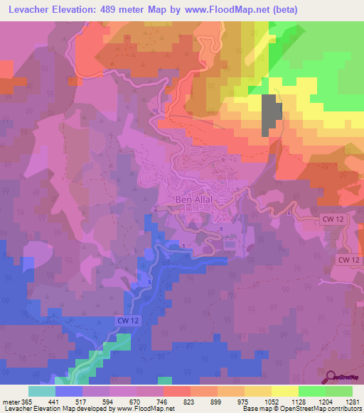 Levacher,Algeria Elevation Map