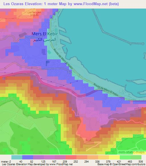 Les Ozaras,Algeria Elevation Map