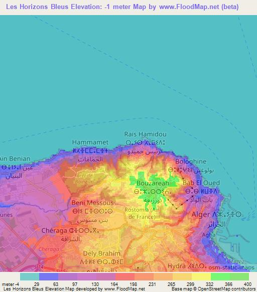 Les Horizons Bleus,Algeria Elevation Map