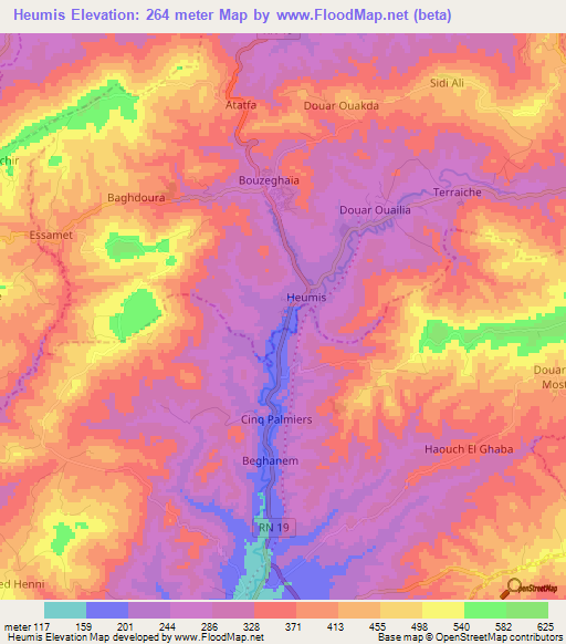 Heumis,Algeria Elevation Map