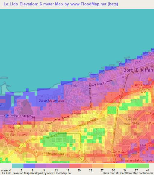 Le Lido,Algeria Elevation Map