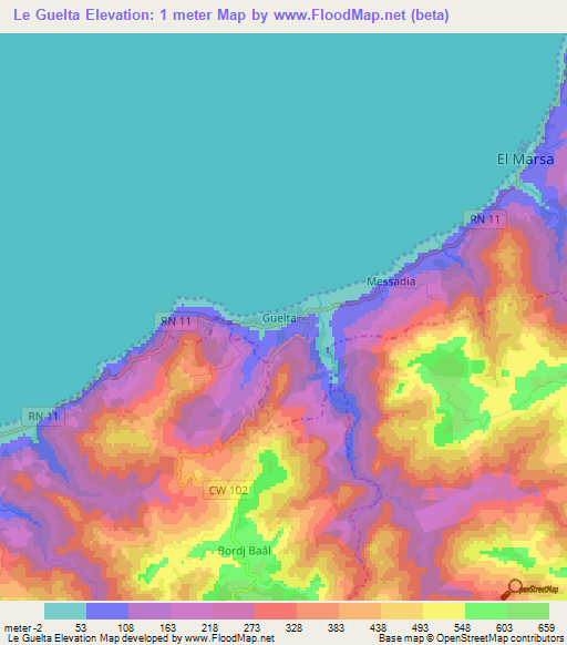 Le Guelta,Algeria Elevation Map