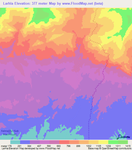 Larhla,Algeria Elevation Map