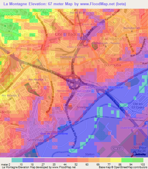 La Montagne,Algeria Elevation Map