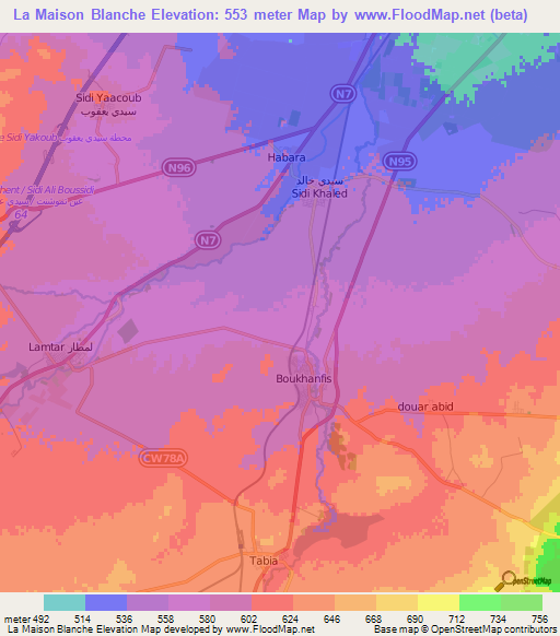 La Maison Blanche,Algeria Elevation Map