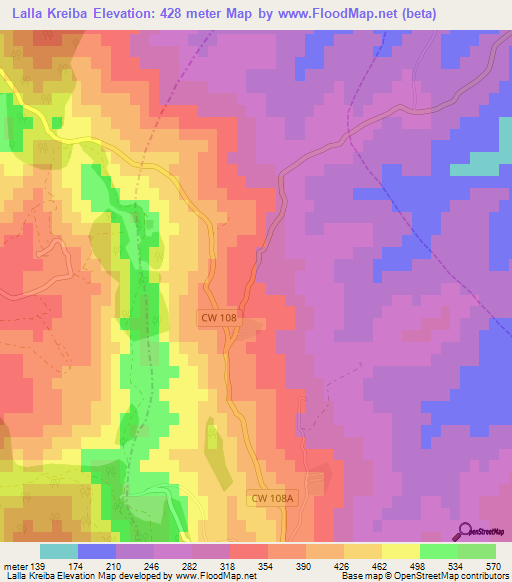 Lalla Kreiba,Algeria Elevation Map