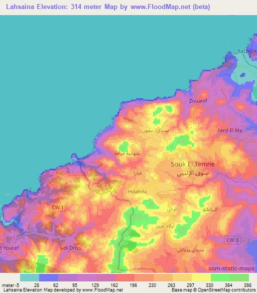 Lahsaina,Algeria Elevation Map