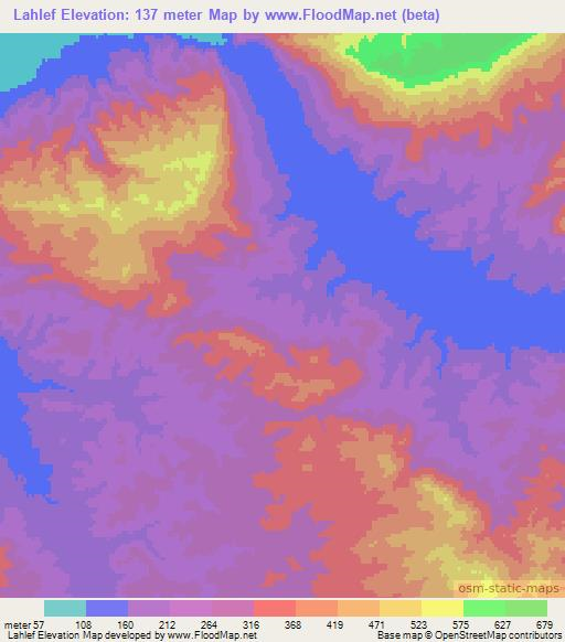 Lahlef,Algeria Elevation Map