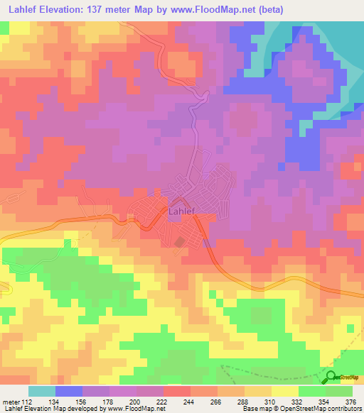Lahlef,Algeria Elevation Map