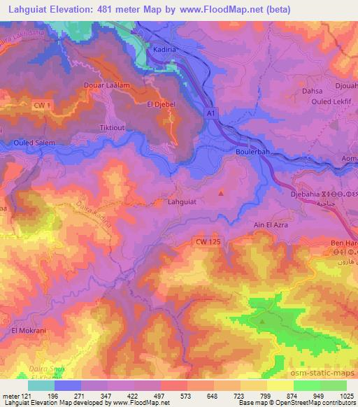 Lahguiat,Algeria Elevation Map