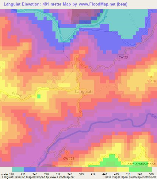 Lahguiat,Algeria Elevation Map