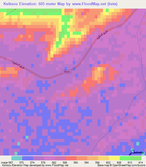Ksiksou,Algeria Elevation Map