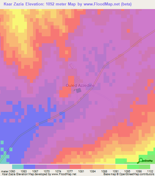 Ksar Zazia,Algeria Elevation Map