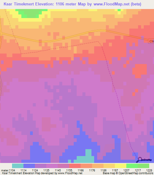 Ksar Timekmert,Algeria Elevation Map