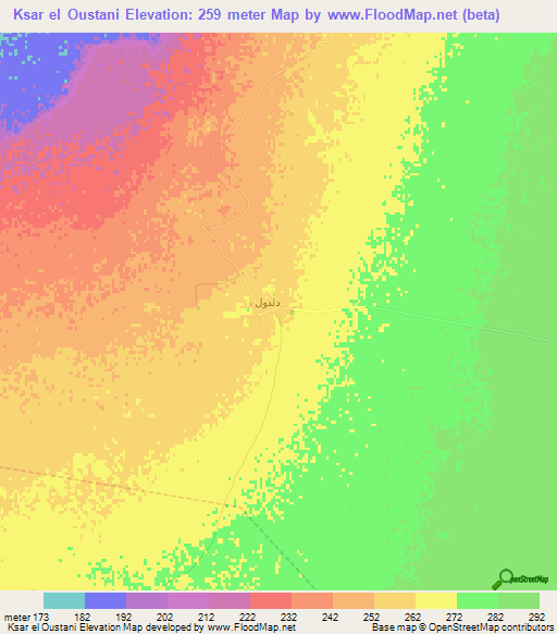 Ksar el Oustani,Algeria Elevation Map