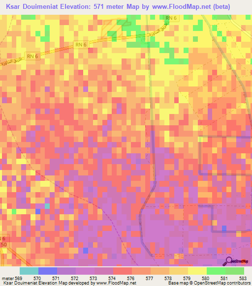 Ksar Douimeniat,Algeria Elevation Map