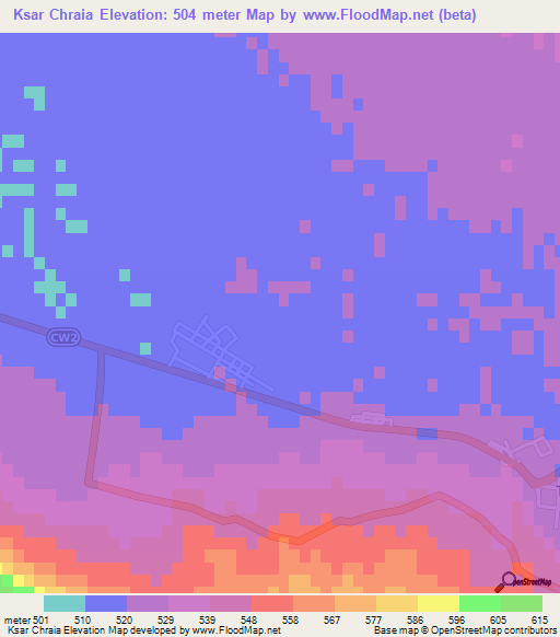 Ksar Chraia,Algeria Elevation Map