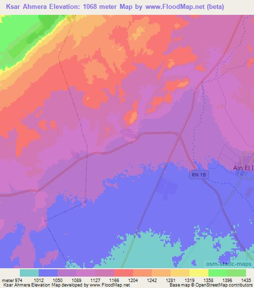 Ksar Ahmera,Algeria Elevation Map