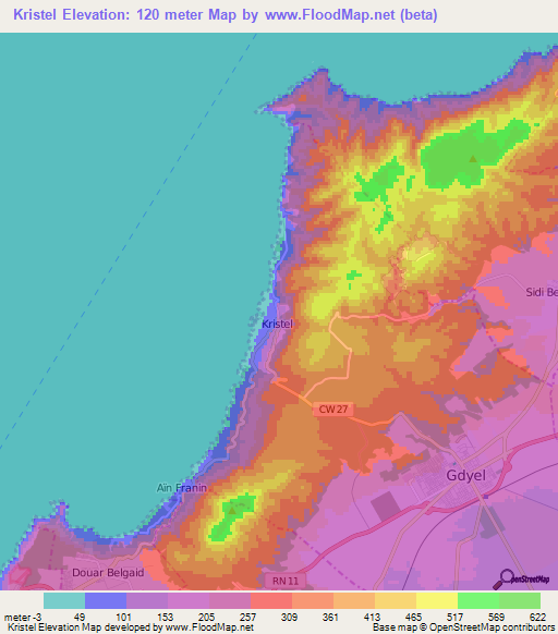 Kristel,Algeria Elevation Map
