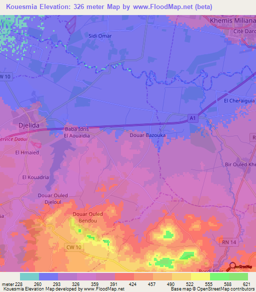Kouesmia,Algeria Elevation Map