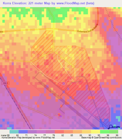 Korra,Algeria Elevation Map