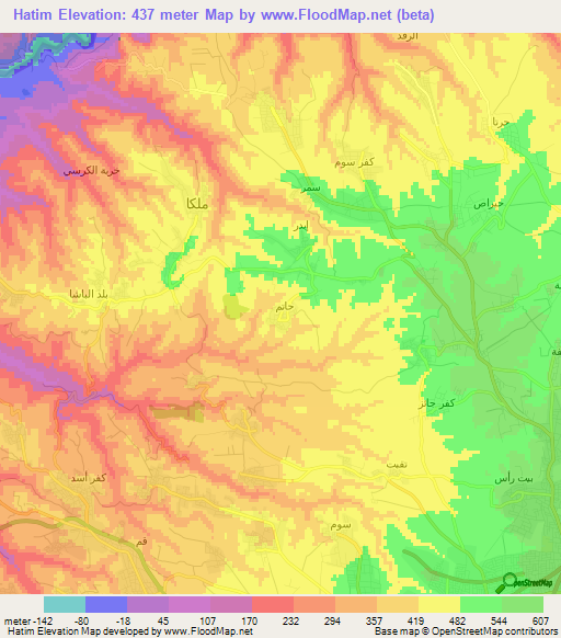 Hatim,Jordan Elevation Map