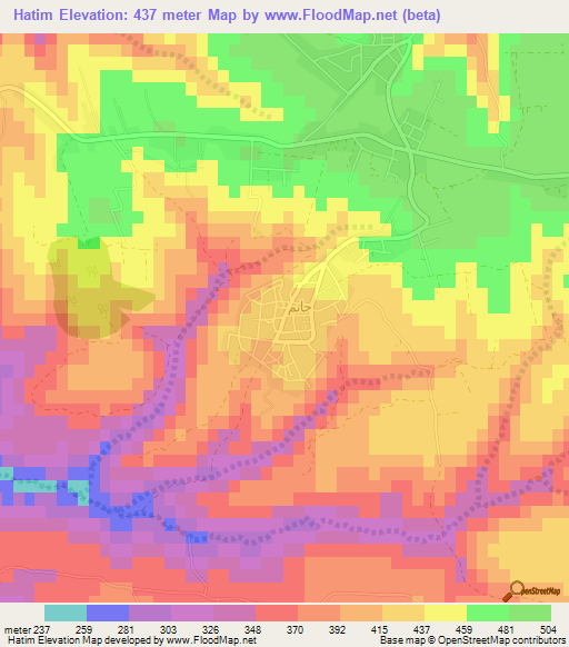 Hatim,Jordan Elevation Map