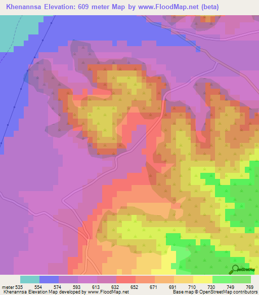 Khenannsa,Algeria Elevation Map