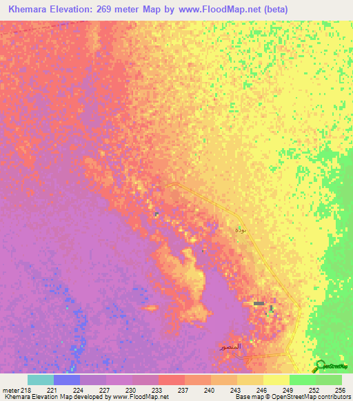 Khemara,Algeria Elevation Map