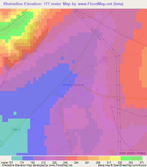 Kheiredine,Algeria Elevation Map