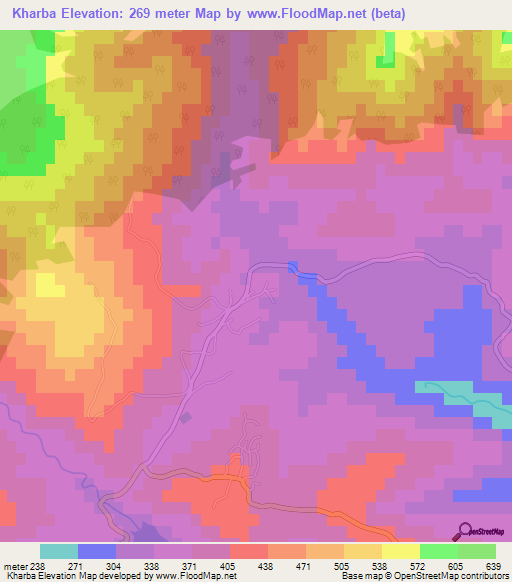 Kharba,Algeria Elevation Map