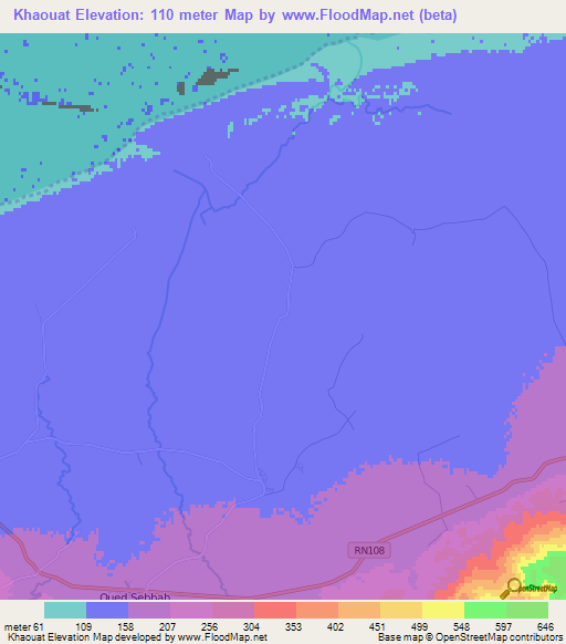 Khaouat,Algeria Elevation Map