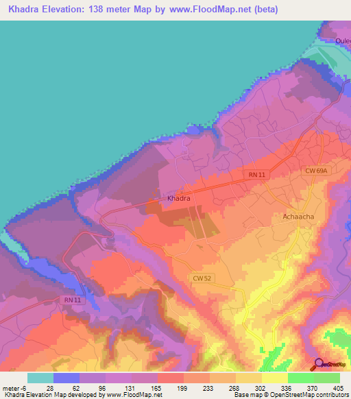 Khadra,Algeria Elevation Map