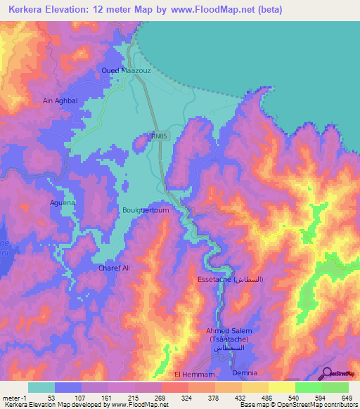 Kerkera,Algeria Elevation Map
