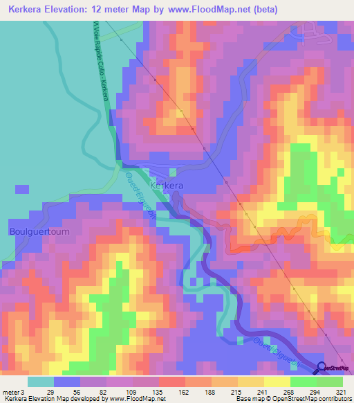 Kerkera,Algeria Elevation Map