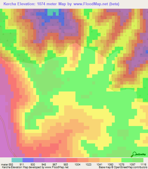 Kercha,Algeria Elevation Map