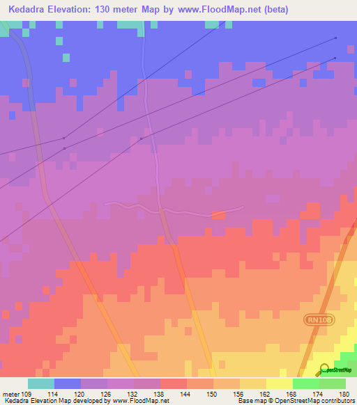 Kedadra,Algeria Elevation Map