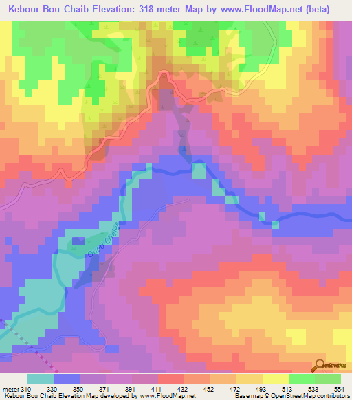 Kebour Bou Chaib,Algeria Elevation Map