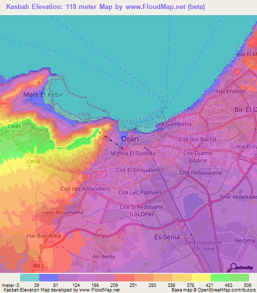 Kasbah,Algeria Elevation Map