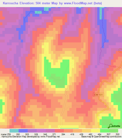 Karroucha,Algeria Elevation Map