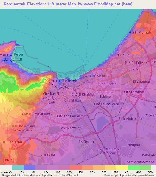 Karguentah,Algeria Elevation Map