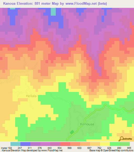 Kanoua,Algeria Elevation Map