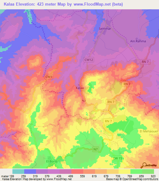Kalaa,Algeria Elevation Map