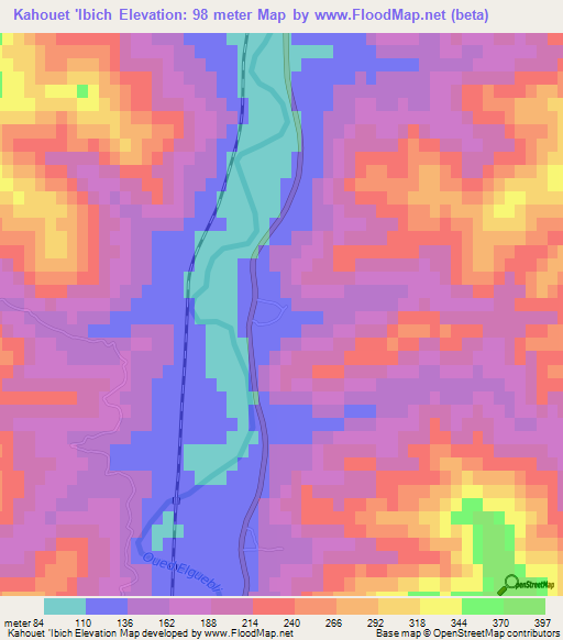 Kahouet 'Ibich,Algeria Elevation Map