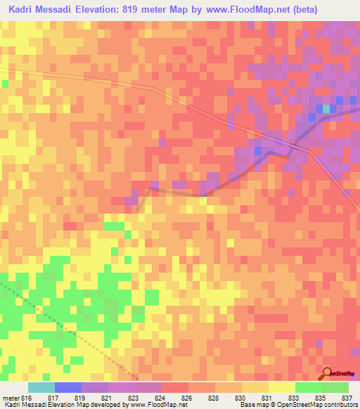 Kadri Messadi,Algeria Elevation Map