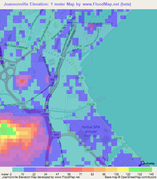 Joannonville,Algeria Elevation Map