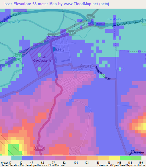 Isser,Algeria Elevation Map