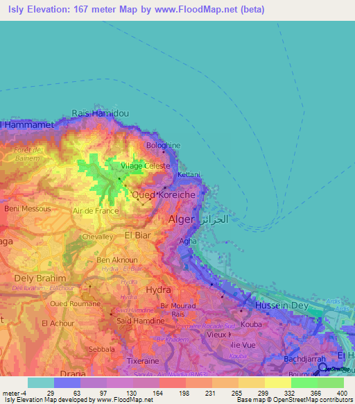 Isly,Algeria Elevation Map