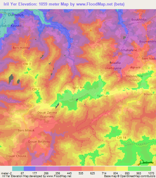 Iril Yer,Algeria Elevation Map