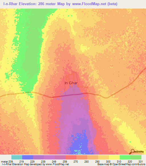 I-n-Rhar,Algeria Elevation Map